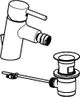 Bidetarmatur von HANSA, Einhebelmischer-Design. Die Zeichnung zeigt den Wasserzulauf und Abfluss sowie den Mechanismus zur Betätigung.
